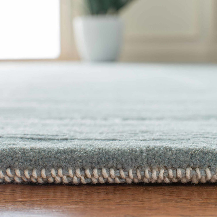 Gray Geometric Hand-Knotted Wool 8' x 10' Area Rug