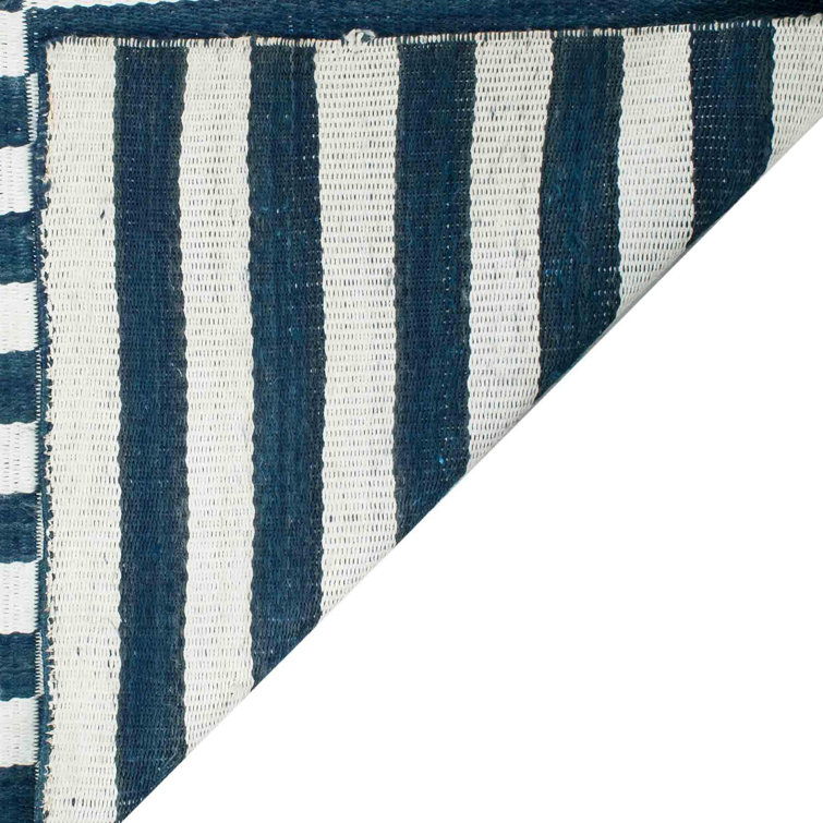 Indigo Surf Hand-Knotted Stripe 4' x 6' Area Rug