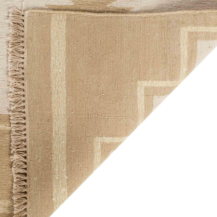 Desert Cream Hand-Knotted Wool & Cotton 4' x 6' Reversible Rug