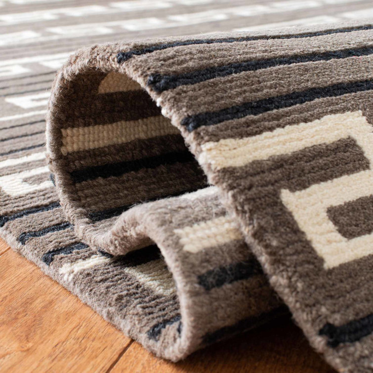 Evening Brown Multi-Stripe Hand-Knotted Wool Rug 4' x 6'