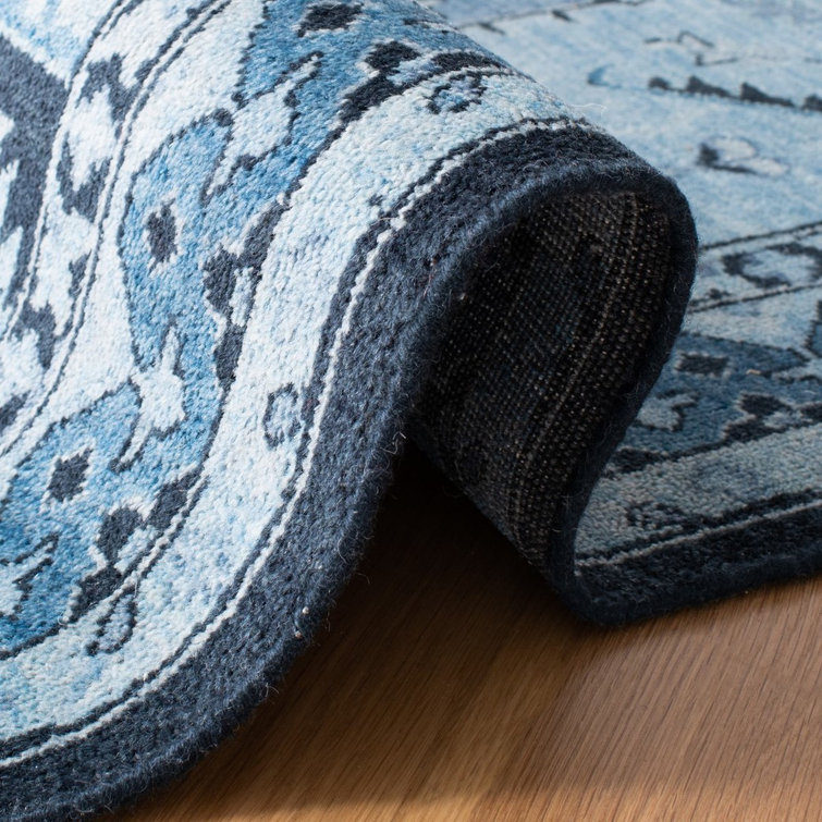 Ink Blue Hand-Knotted Wool 4' x 6' Area Rug