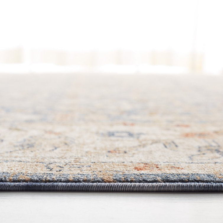Helena Ivory & Blue Hand-Knotted Synthetic Area Rug