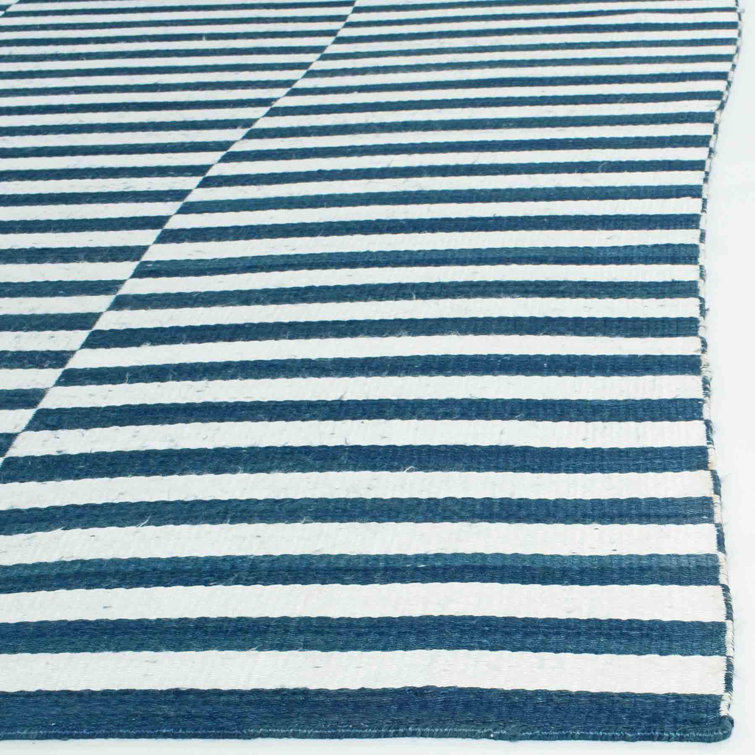 Indigo Surf Hand-Knotted Stripe 4' x 6' Area Rug