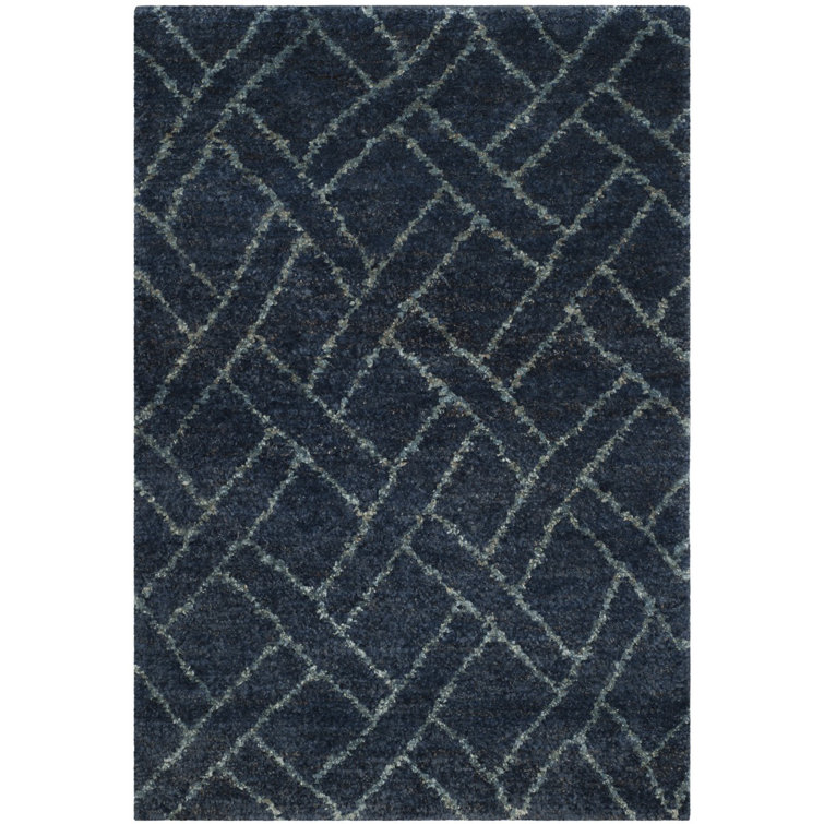 Indigo Denim Hand-Knotted Wool Area Rug, 2' x 3'