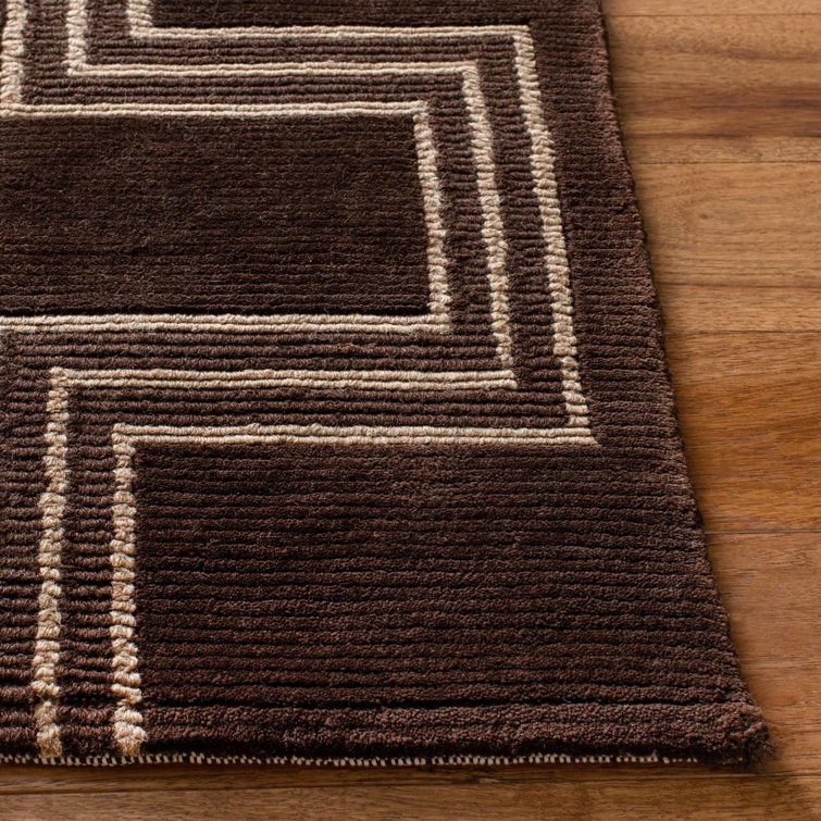 Dusk Geometric Maze Hand-Knotted Wool Area Rug 5' x 8'