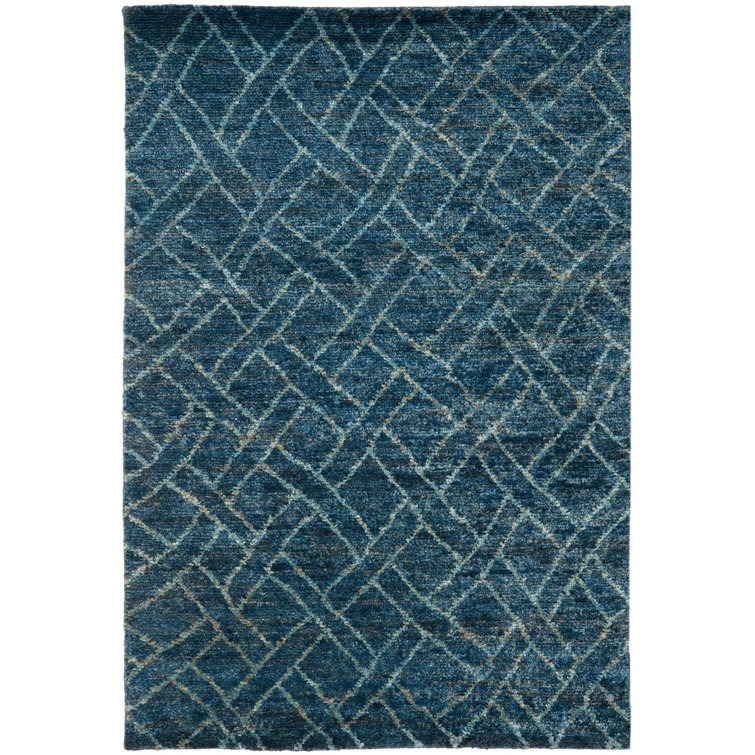 Indigo Denim Hand-Knotted Wool Area Rug, 2' x 3'