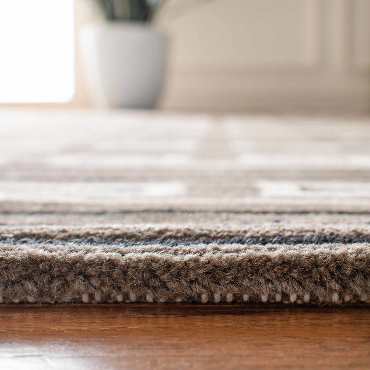 Evening Brown Multi-Stripe Hand-Knotted Wool Rug 4' x 6'