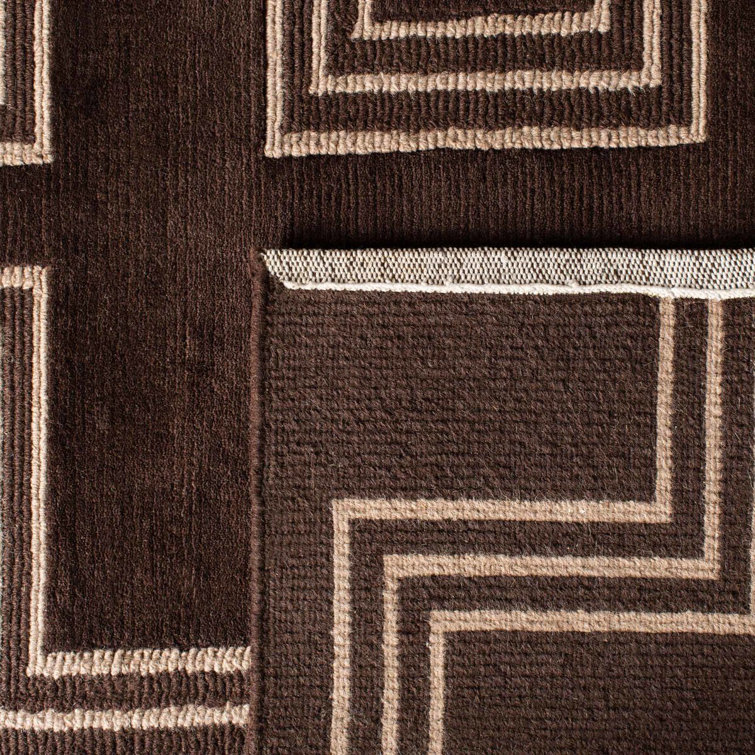 Dusk Geometric Maze Hand-Knotted Wool Area Rug 5' x 8'