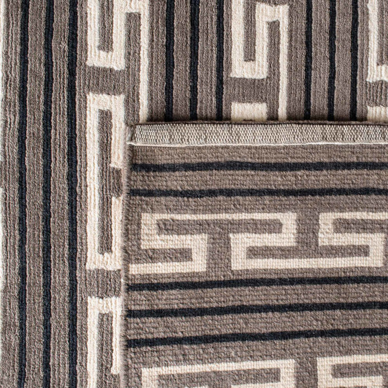 Evening Brown Multi-Stripe Hand-Knotted Wool Rug 4' x 6'