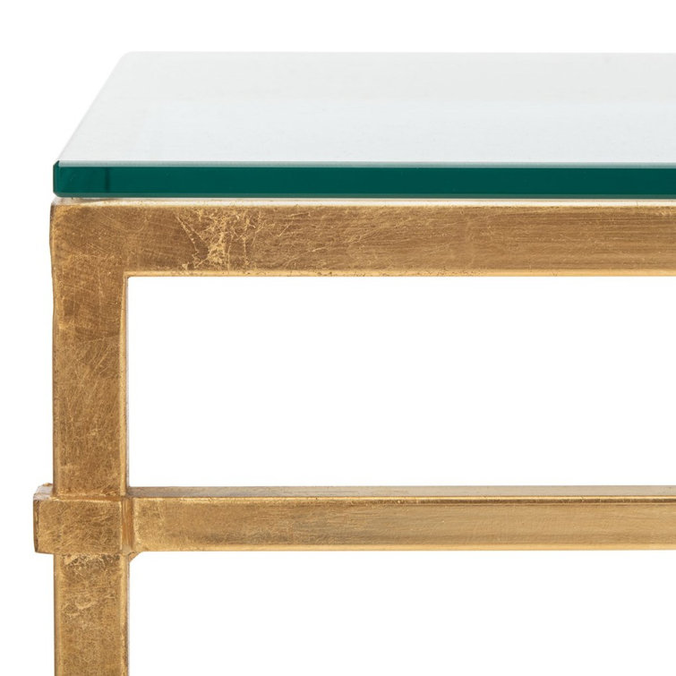 Abelard Rectangular Gold Glass Cocktail Coffee Table