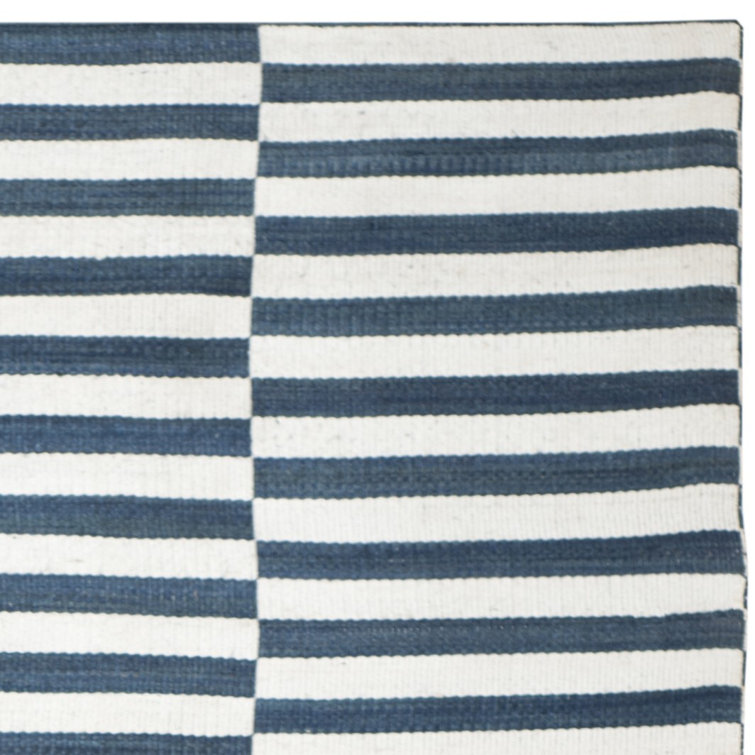 Indigo Surf Hand-Knotted Stripe 4' x 6' Area Rug
