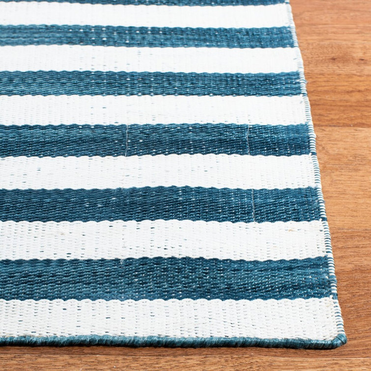 Indigo Surf Hand-Knotted Stripe 4' x 6' Area Rug