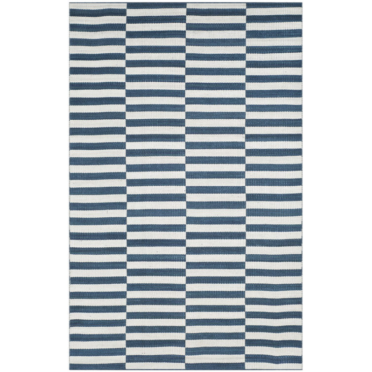 Indigo Surf Hand-Knotted Stripe 4' x 6' Area Rug