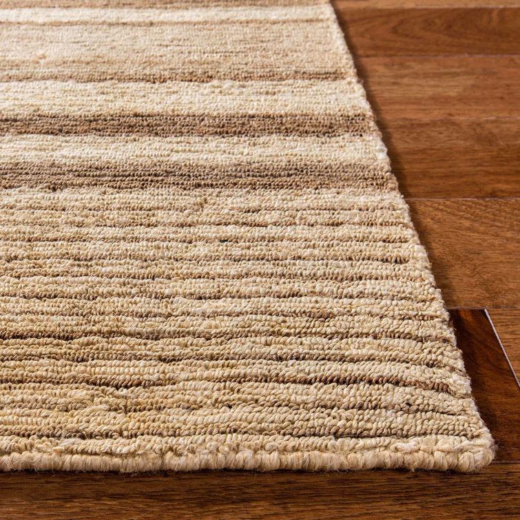 Tobacco Stripe 9' x 12' Hand-Knotted Wool and Cotton Area Rug