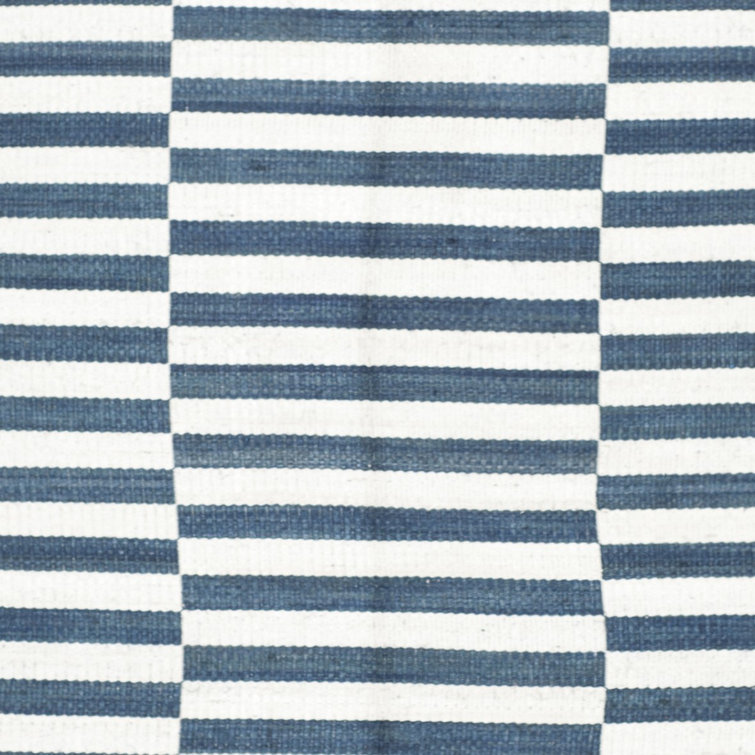 Indigo Surf Hand-Knotted Stripe 4' x 6' Area Rug