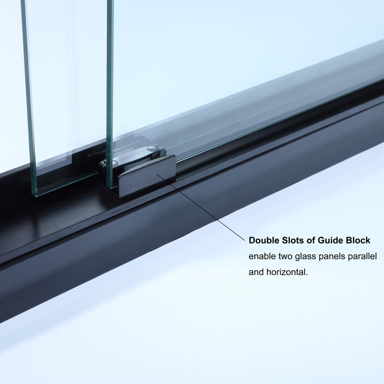 Matte Black 48" W x 76" H Double Sliding Glass Shower Door