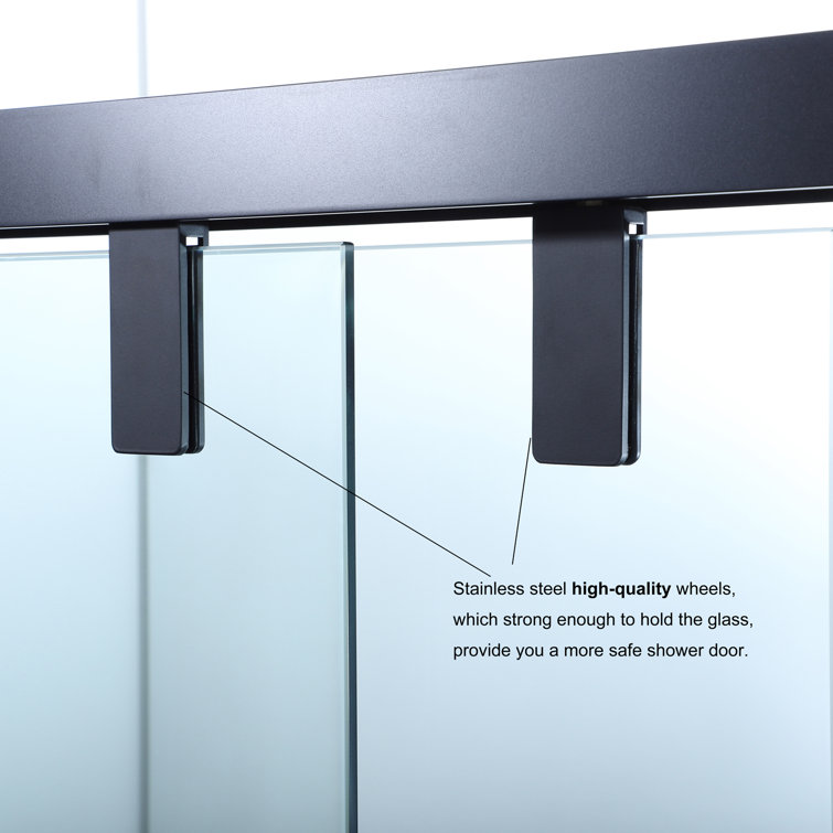 Matte Black 48" W x 76" H Double Sliding Glass Shower Door