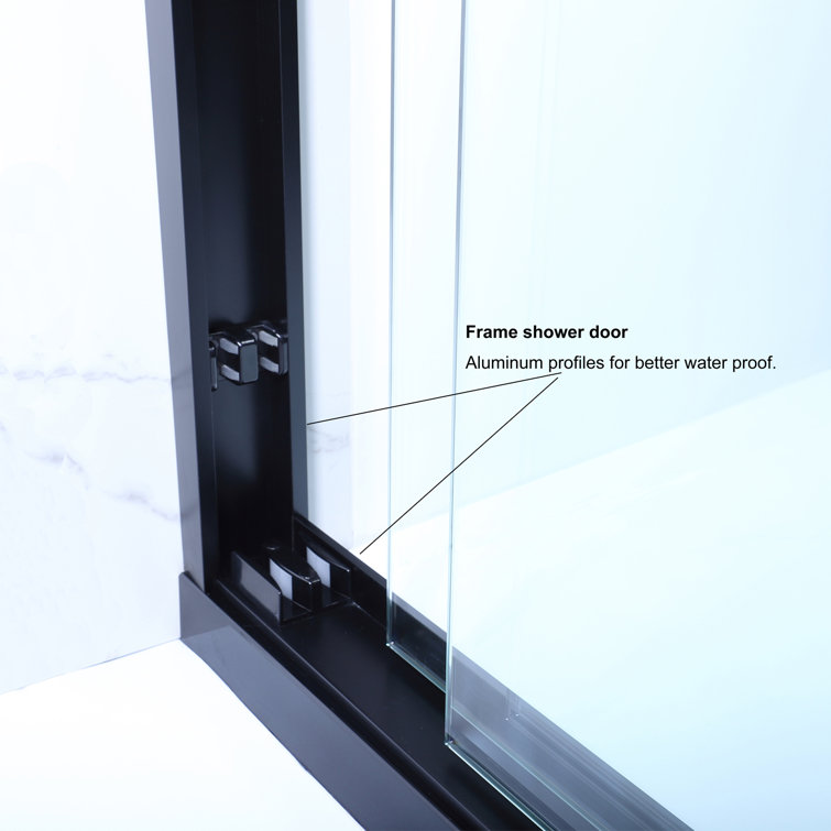 Matte Black 48" W x 76" H Double Sliding Glass Shower Door