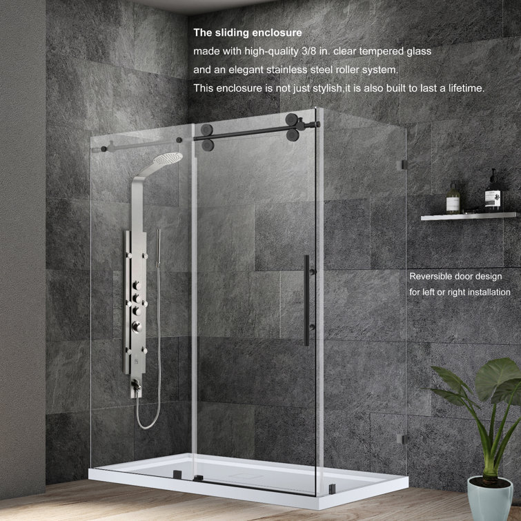 60" x 78" Brushed Gold Frameless Sliding Shower Door