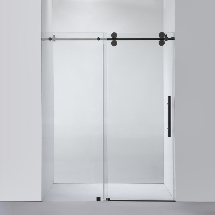 Vinnova Villena 60" Matte Black Frameless Sliding Shower Door