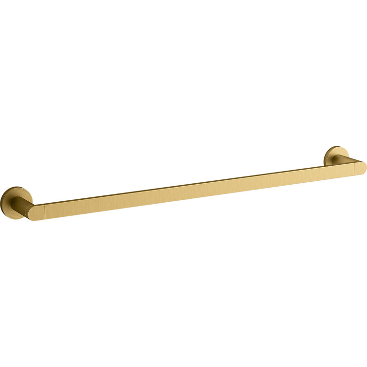 24" Vibrant Brushed Moderne Brass Wall Mounted Towel Bar