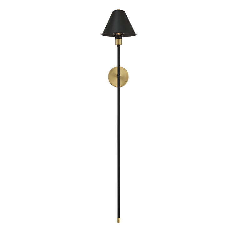 Black and Brass Dimmable Steel Wall Sconce