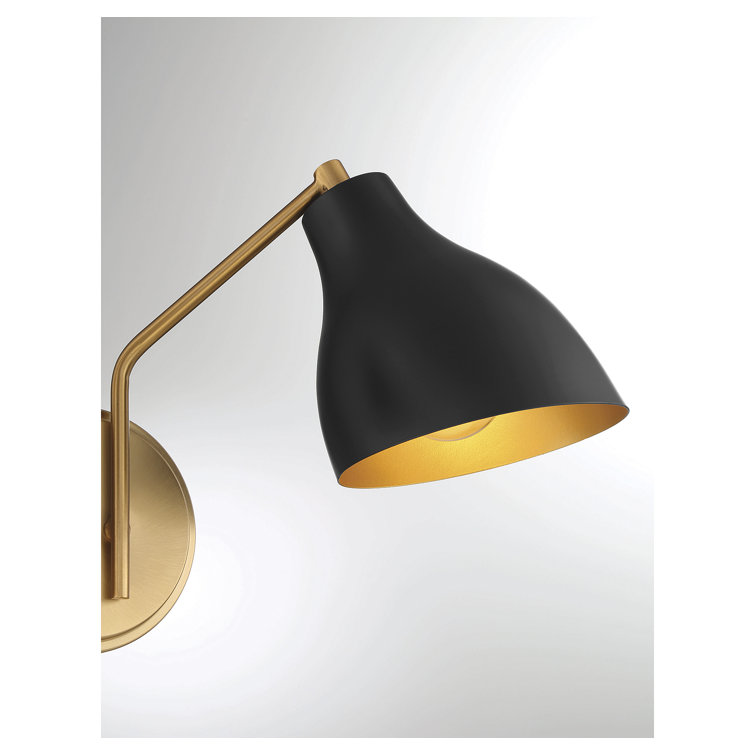 Black and Brass Dual Arm Dimmable Metal Sconce