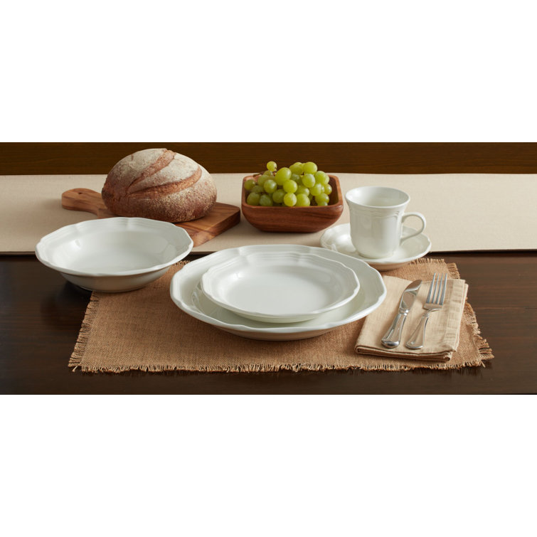 French Countryside Cream 40-Piece Porcelain Dinnerware Set, Service for 8