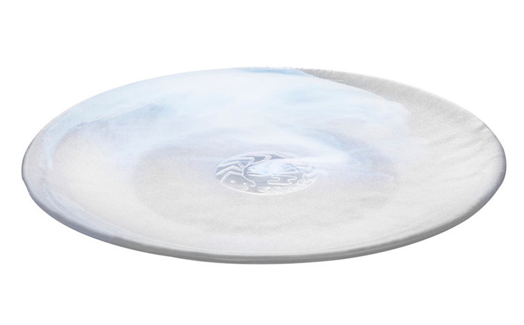 Handcrafted White Glass Salad and Dessert Plate