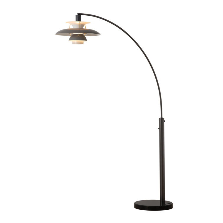 Gunmetal Graytone Aluminum Arc Floor Lamp with Dimmer Switch