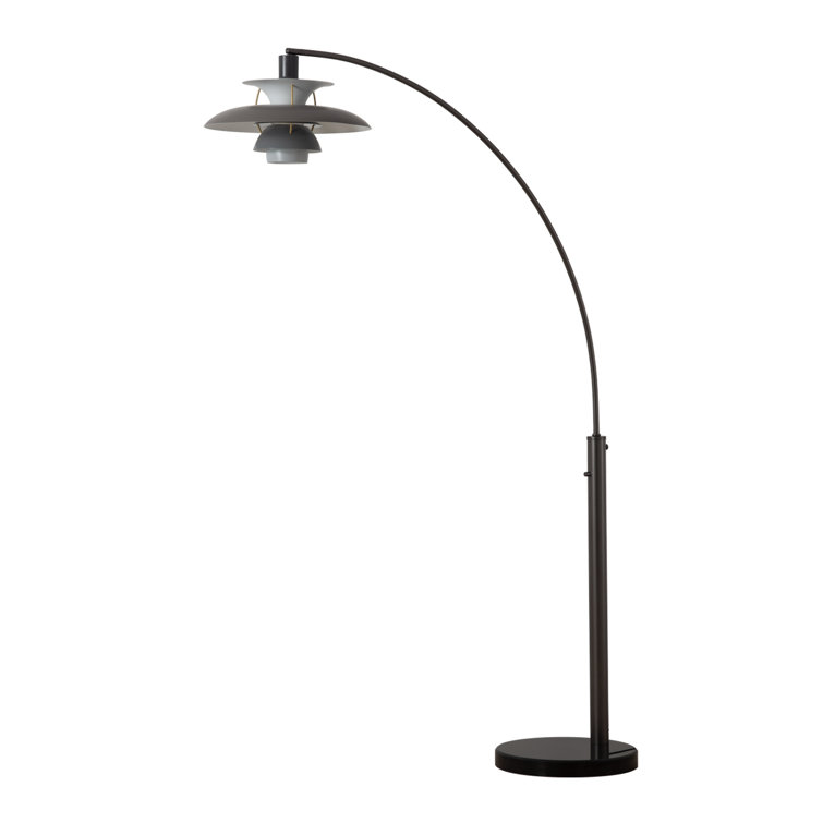 Gunmetal Graytone Aluminum Arc Floor Lamp with Dimmer Switch