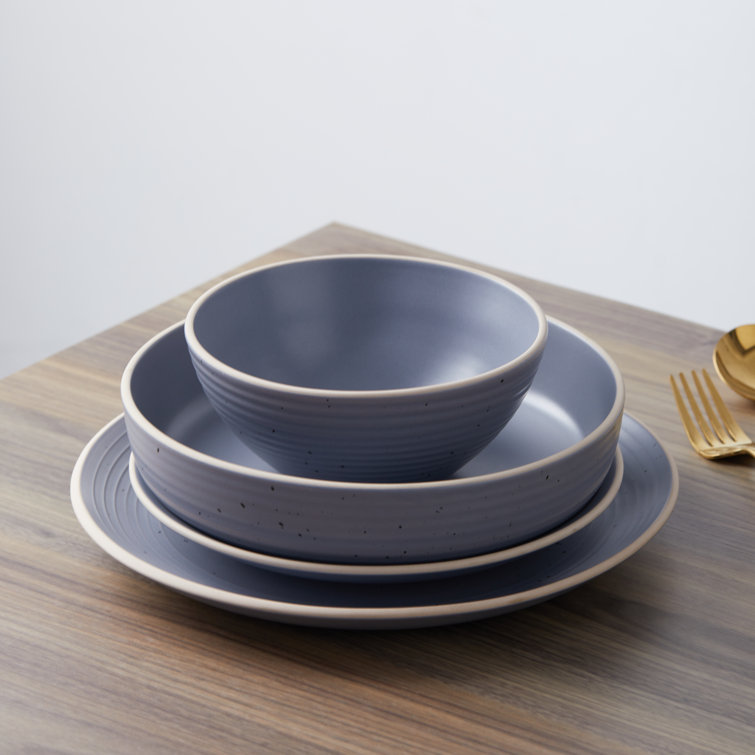 Lauren Light Gray Ceramic 16-Piece Dinnerware Set