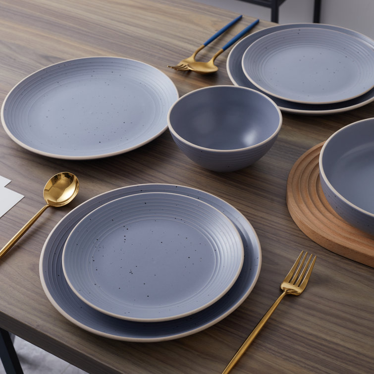 Lauren Light Gray Ceramic 16-Piece Dinnerware Set