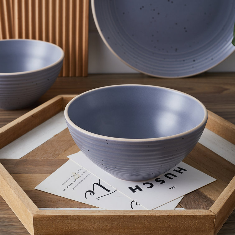 Lauren Light Gray Ceramic 16-Piece Dinnerware Set