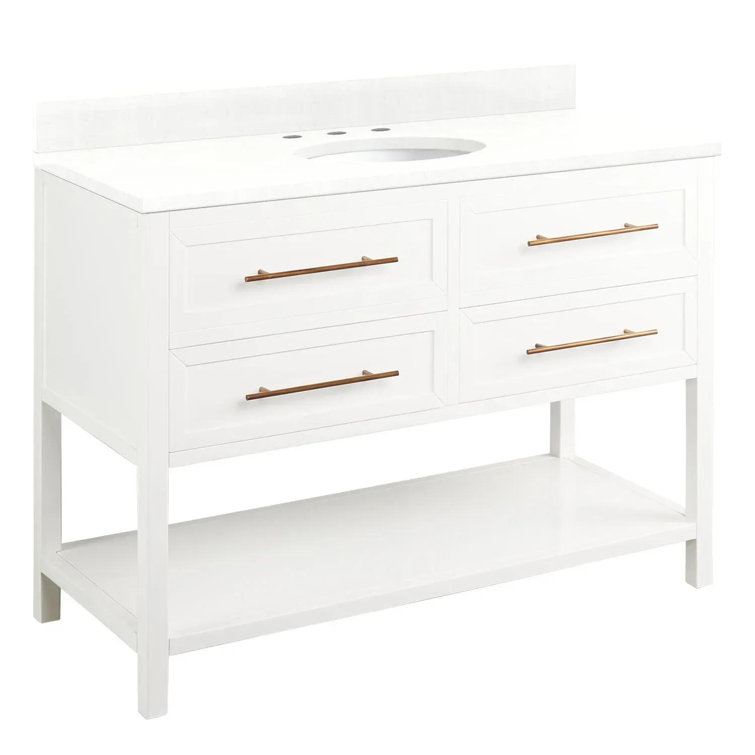 48" Black Mahogany Single Bathroom Vanity Set with Quartz Top