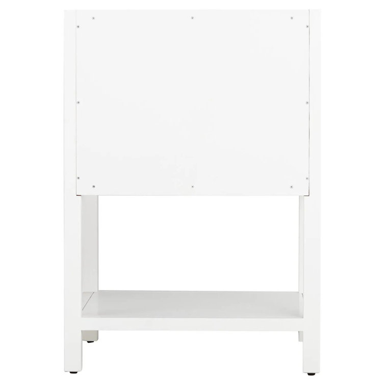 Bright White Mahogany Single Bathroom Vanity with Satin-Brass Drawer Pulls