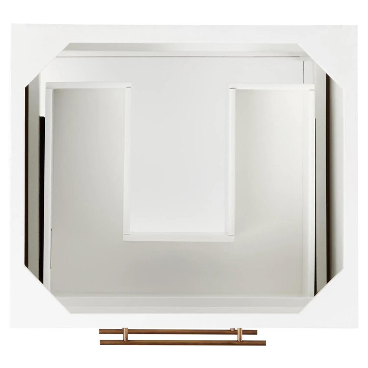 Bright White Mahogany Single Bathroom Vanity with Satin-Brass Drawer Pulls