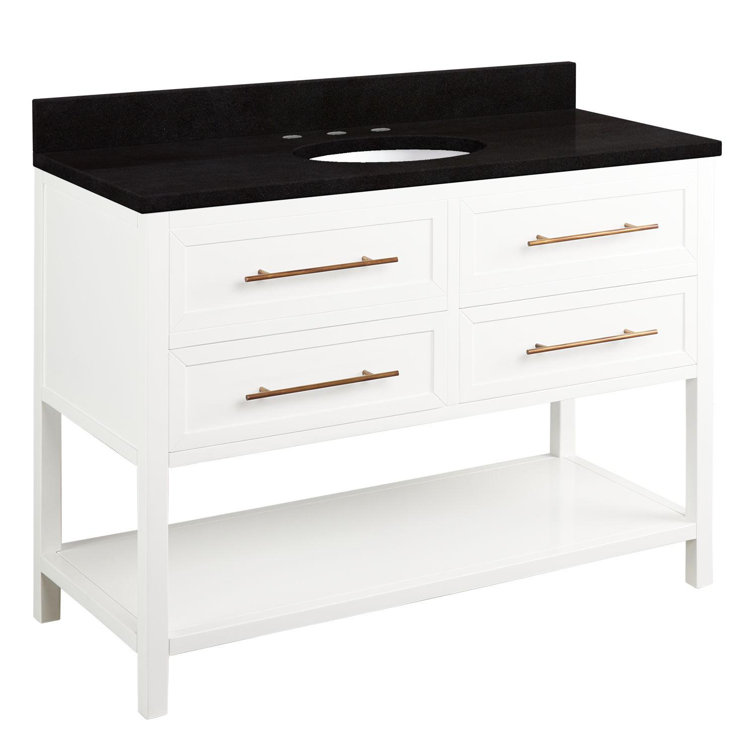 48" Black Mahogany Single Bathroom Vanity Set with Quartz Top