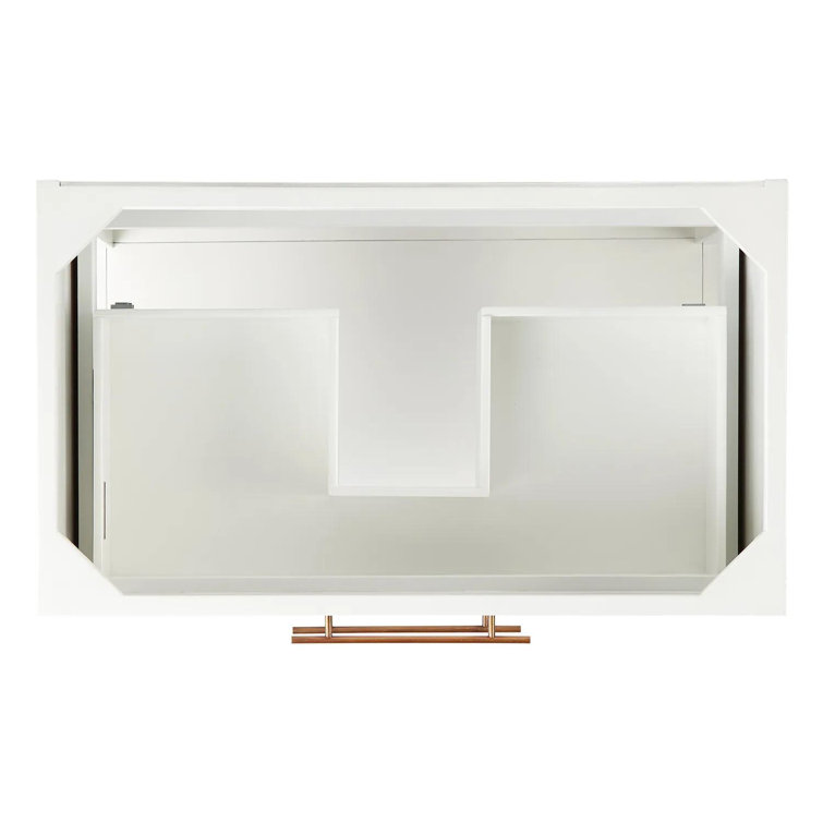 Bright White Mahogany Single Bathroom Vanity with Satin Brass Hardware