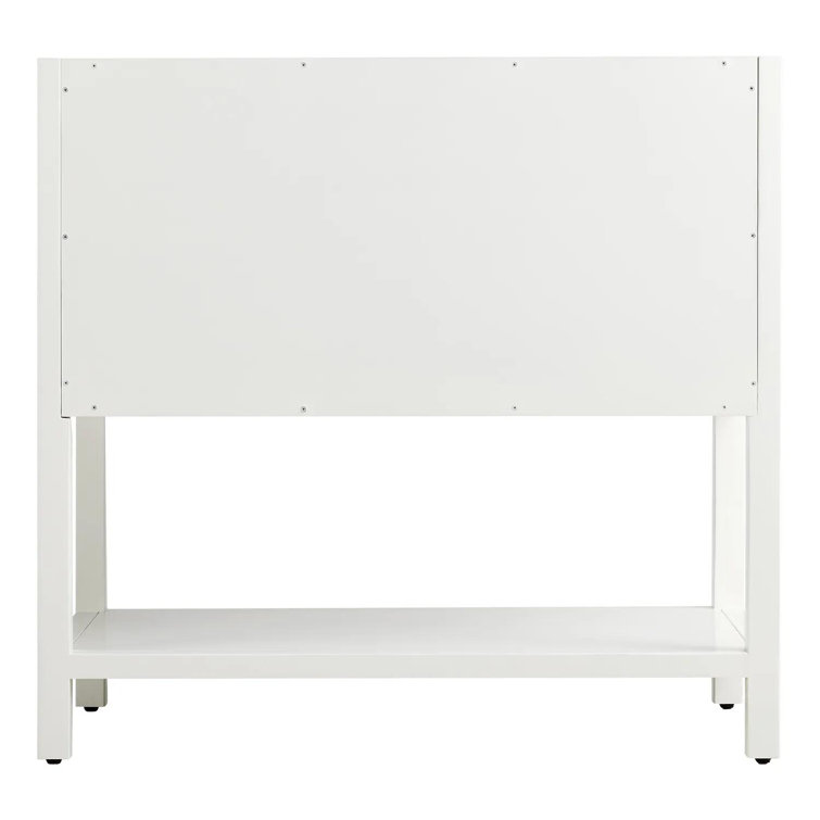 Bright White Mahogany Single Bathroom Vanity with Satin Brass Hardware