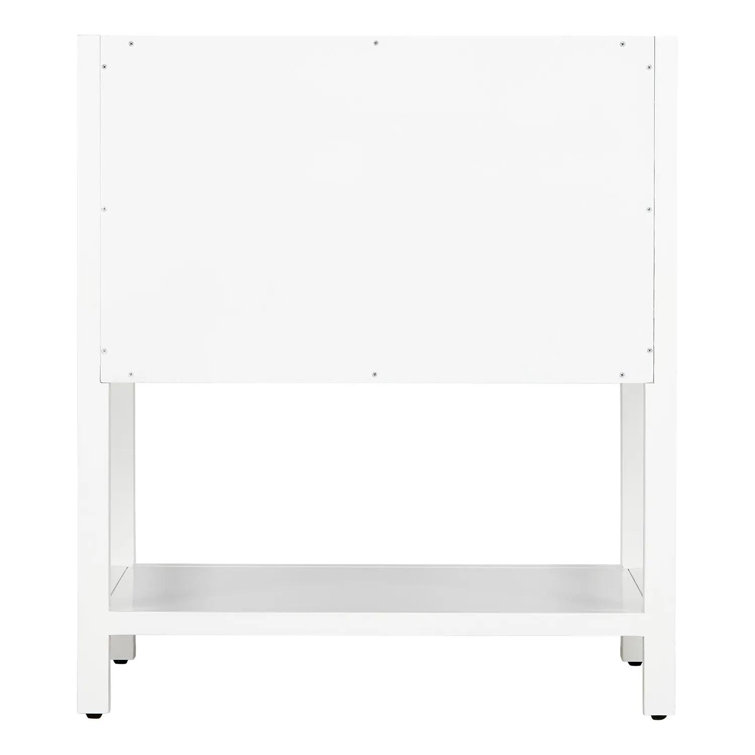 White Mahogany Single Basin Vanity with Brass Hardware