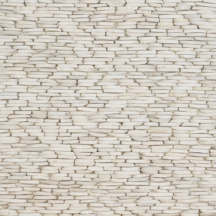 Natural White Slate Stacked Wall Mosaic Tile
