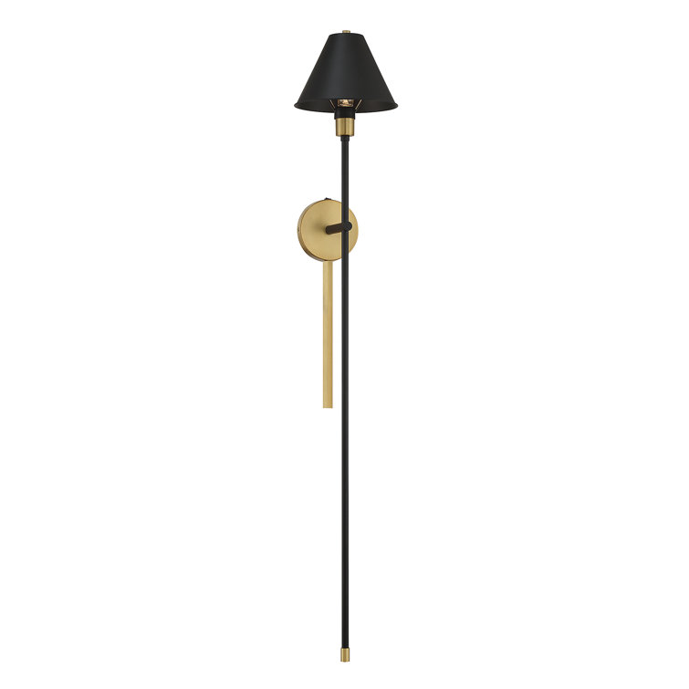 Black and Brass Dimmable Steel Wall Sconce