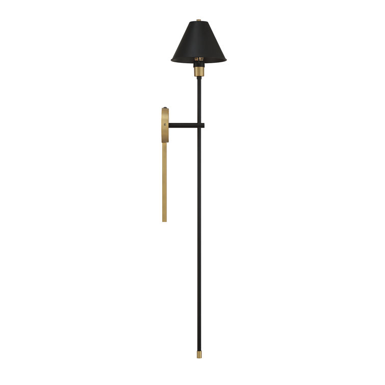 Black and Brass Dimmable Steel Wall Sconce