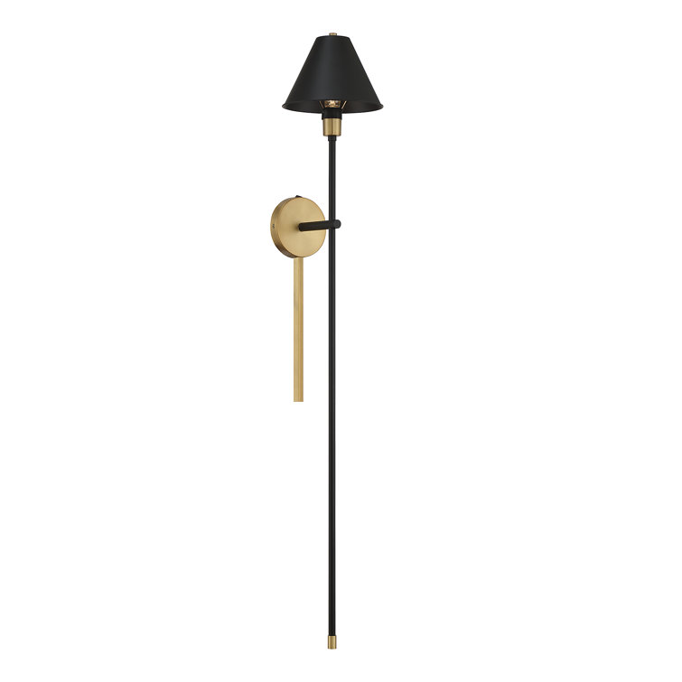 Black and Brass Dimmable Steel Wall Sconce