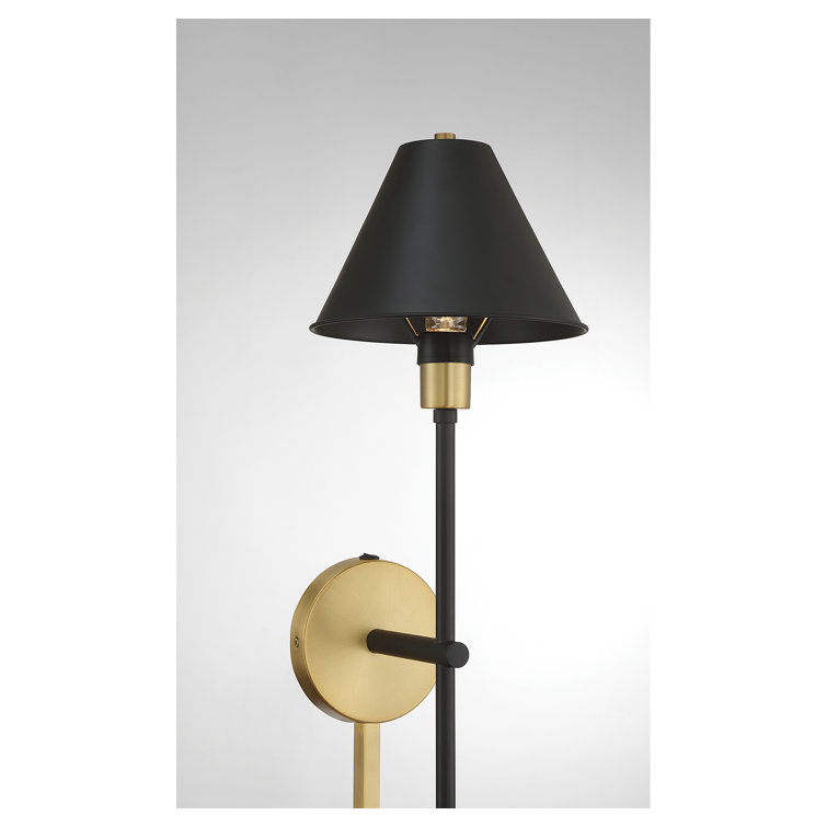 Black and Brass Dimmable Steel Wall Sconce