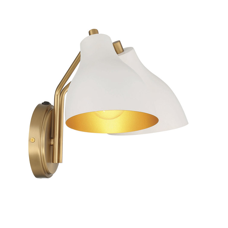 Modern White and Brass 2-Light Wall Sconce