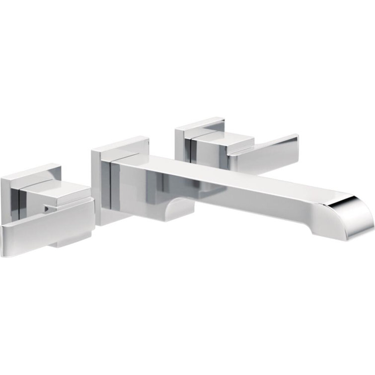 Elegant 13 3/4" Chrome Brass Wall-Mounted Modern Bathroom Faucet