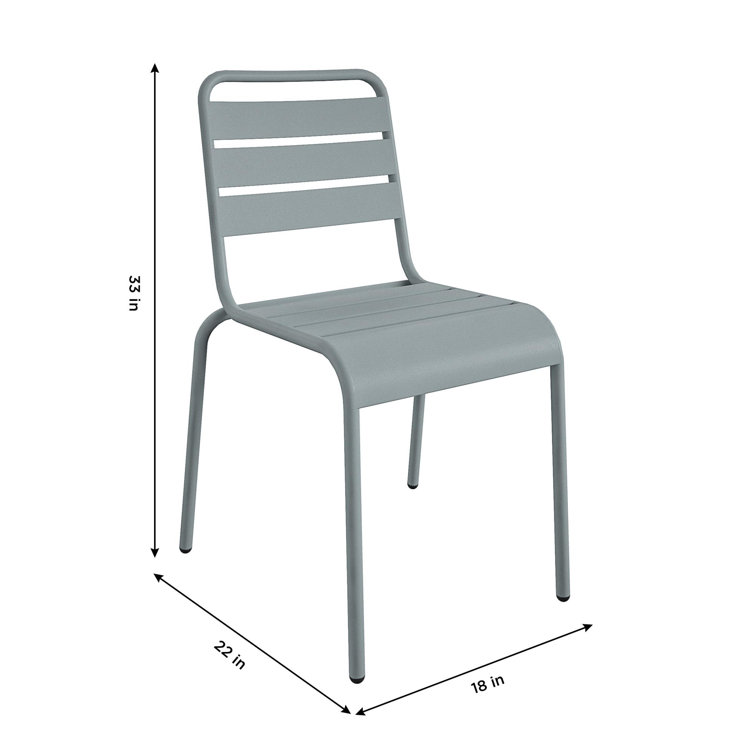 Light Gray Steel Armless Stacking Patio Dining Chairs, Pair