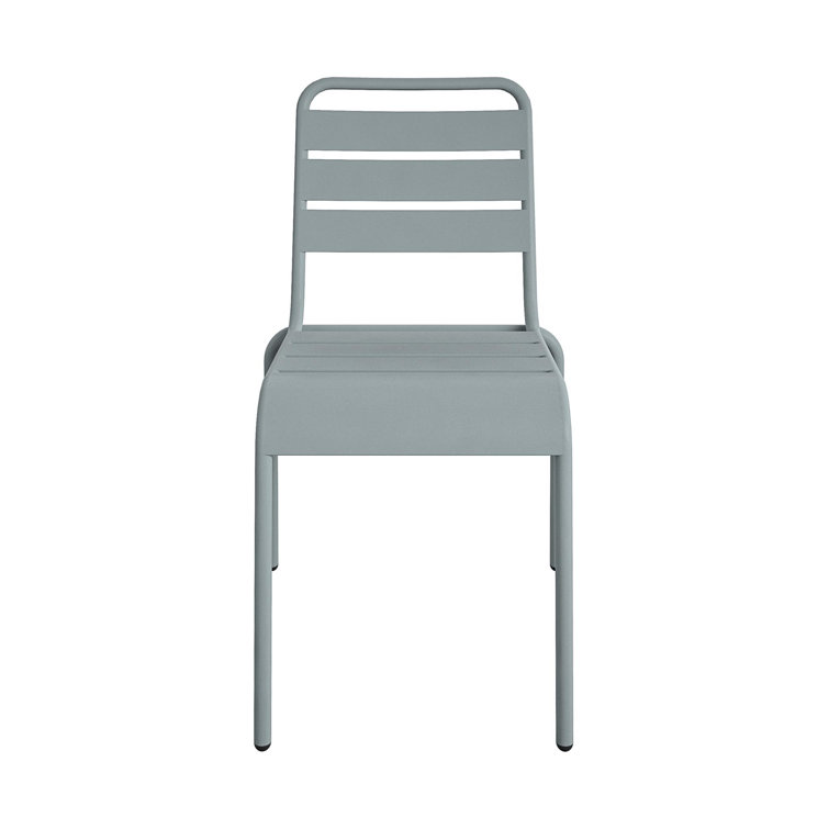 Light Gray Steel Armless Stacking Patio Dining Chairs, Pair